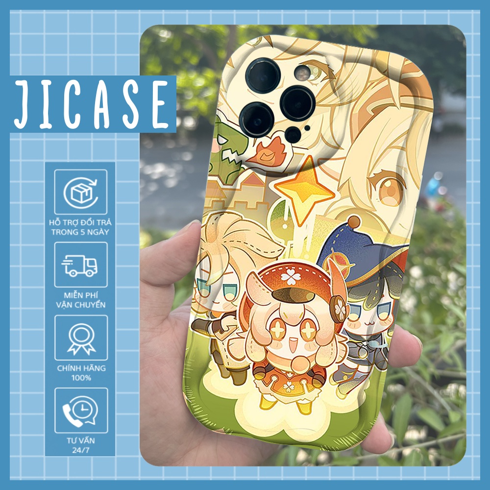Ốp iPhone Cạnh Sóng Nổi Klee Kazuha Chibi Genshin Impact Anime Game 6/7/7plus/8plus/x/xs/11/12/13/14