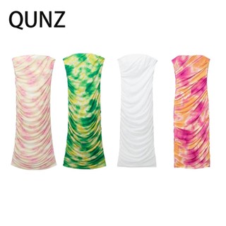 Qunz Đầm Lụa In Họa Tiết Quyến Rũ Thời Trang 8180