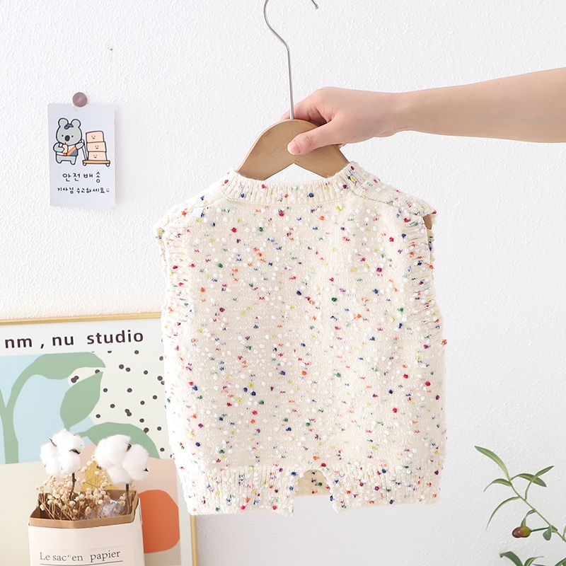 Áo Sweater Dệt Kim Không Tay Thời Trang Xuân Thu Dành Cho Bé Gái