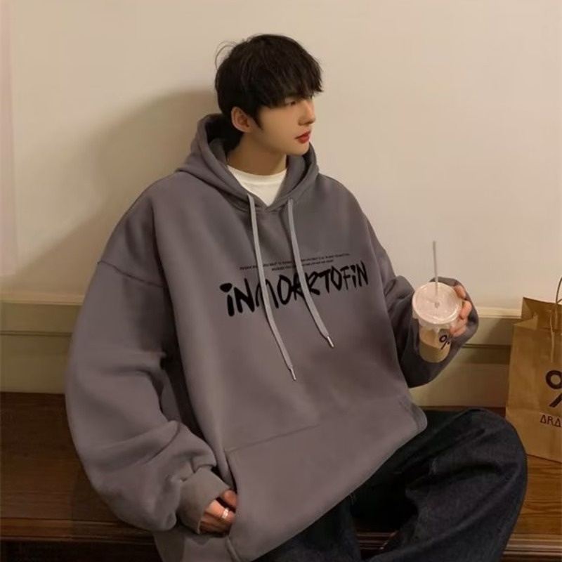 Áo Hoodie Tay Dài Dáng Rộng In Chữ Màu Nâu Phong Cách Mỹ Cổ Điển Thời Trang Cho Nam Và Nữ Size M-5XL