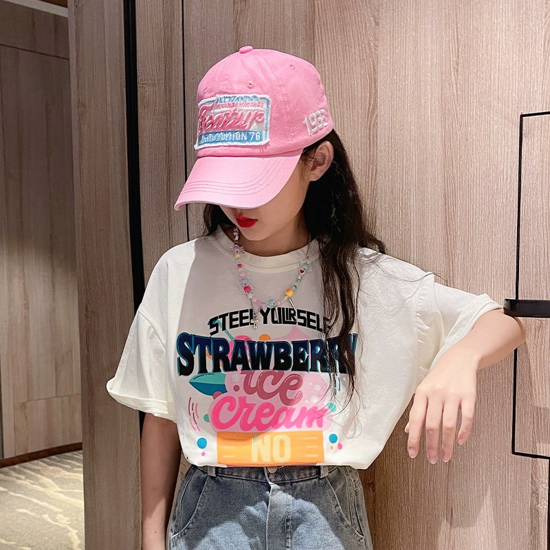 Mới Áo Thun Tay Ngắn Dáng Rộng Chất Liệu 100% Cotton Cho Bé Trai