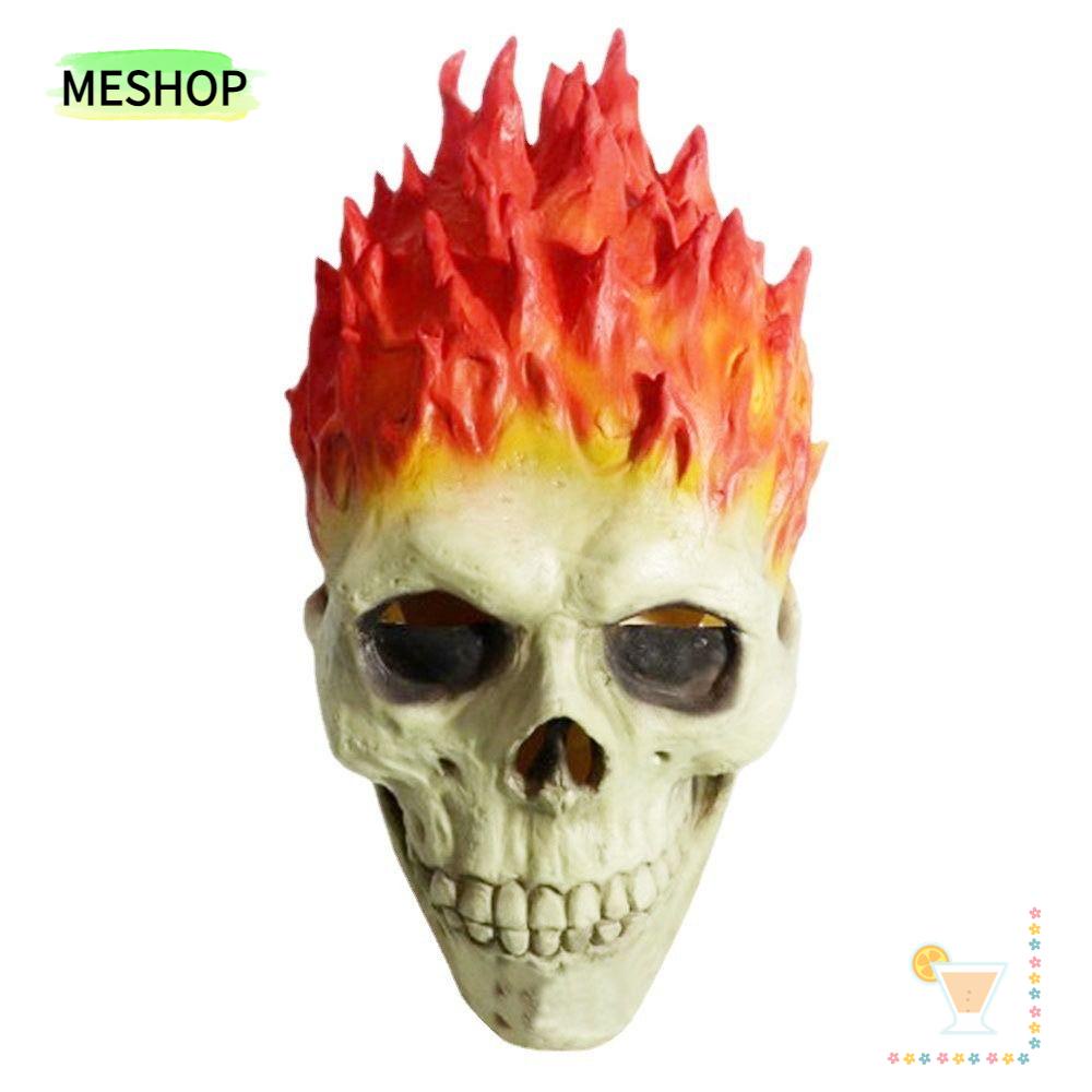 Me skull flame, cosplay masquerade flame ghost face knight headgear, party props latex evil knight halloween