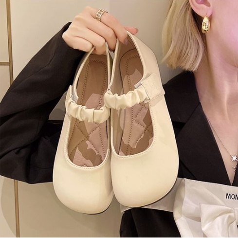 Giày Lười Da Đế Bằng Phong Cách Mary Jane Cho Nữ