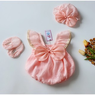 Set Body Cánh Tiên Nơ Tròn Màu Hồng Cho Bé Gái Sơ Sinh Đến 2 Tuổi MINTSCLOSET Mint's Closet - BS6419