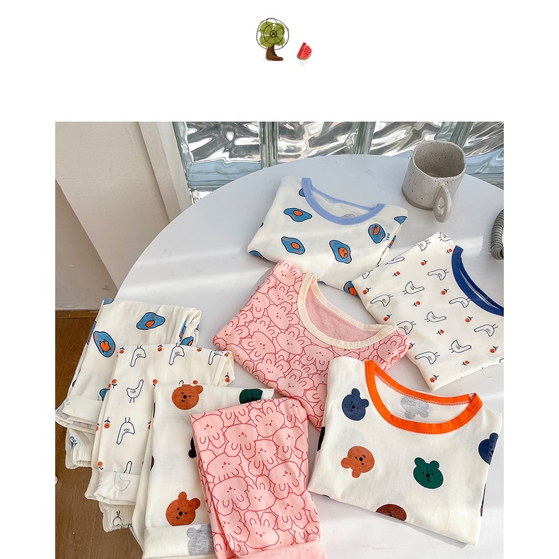 Bộ Đồ Ngủ Bằng Cotton Dài 80-150CM Thời Trang Xuân Thu Cho Bé Trai / Gái