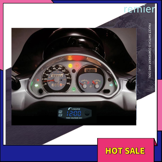Re 3-in-1 đa năng digital voltmeter thời gian hiển thị đa chức năng nhiệt độ điện áp đồng hồ thông minh cho xe máy