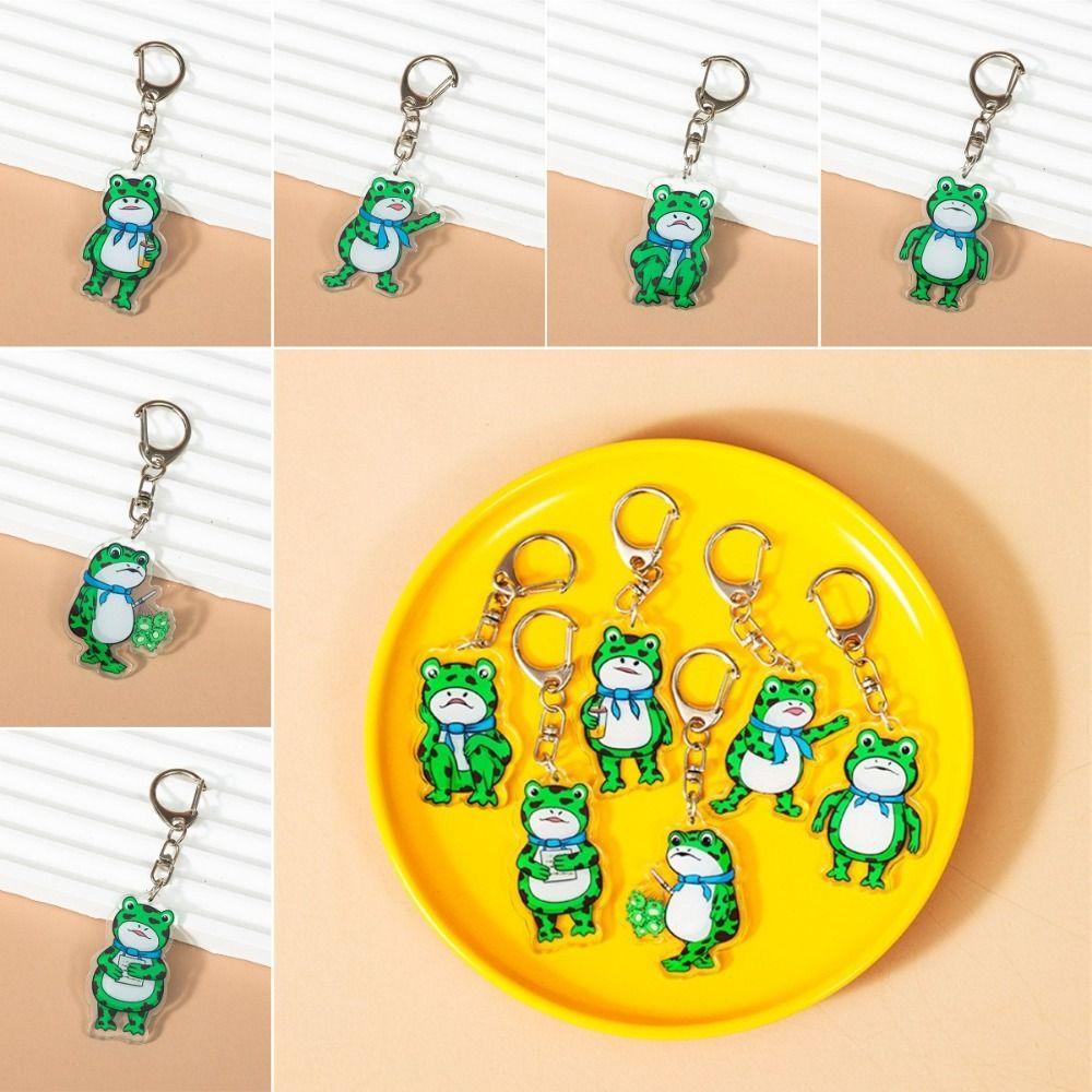 Móc khóa MMULCK bằng acrylic mặt ếch hoạt hình xanh lá treo túi làm đồ chơi cho trẻ em