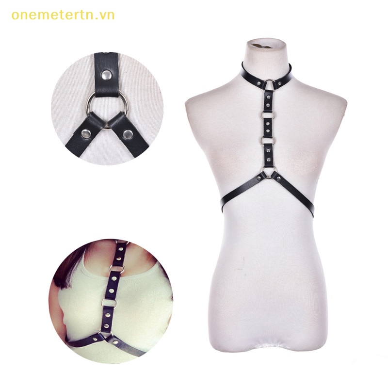Onemetertn leather harness chest punk body bondage waist belt phụ nữ handmade fashion hot vn
