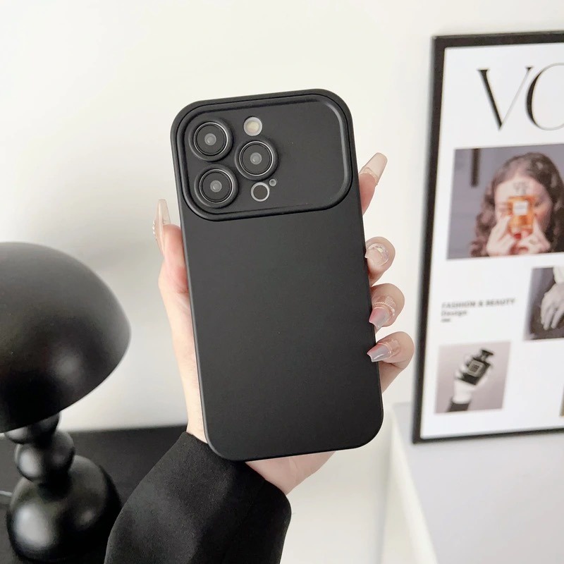 Iphone đen trắng xanh mờ vỏ điện thoại cửa sổ lớn cho 7 7plus 8 8plus xs xr 11 12 13 14 pro plus chống rơi promax