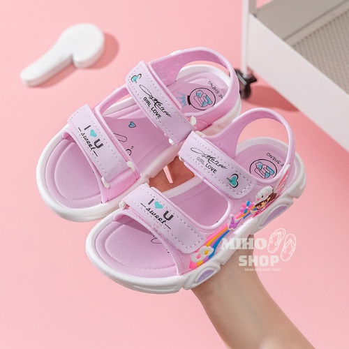 Dép Sandal Quai Dán Đế Mềm Màu Cầu Vồng Đơn Giản Thời Trang Mùa Hè Cho Bé Gái