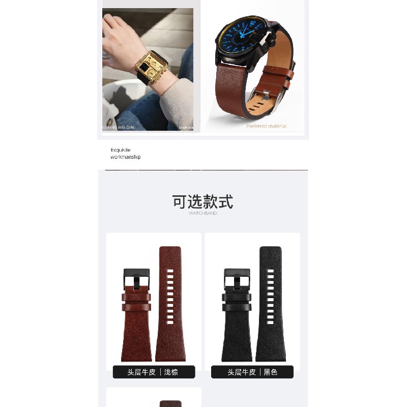 Dây Đeo Đồng Hồ Bằng Da Thật Màu Đen 7396 7391 28mm 30mm Cho Nam & Nữ