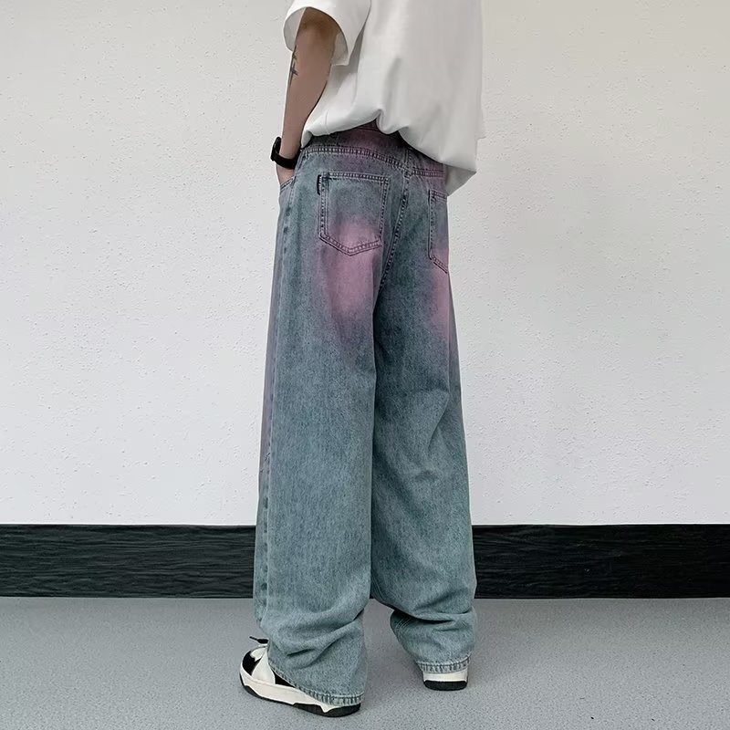 Quần Jeans Màu Gradient Phong Cách Thời Trang Retro Mỹ Dành Cho Nam Và Nữ