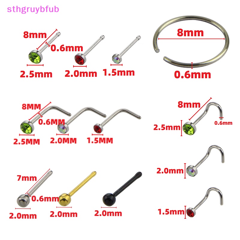 Sthb 40/60/120/160 cái bộ thời trang pha lê c hình dạng mũi vòng thép không gỉ nhiều màu uốn cong mũi đinh tán cho nữ trang sức vn
