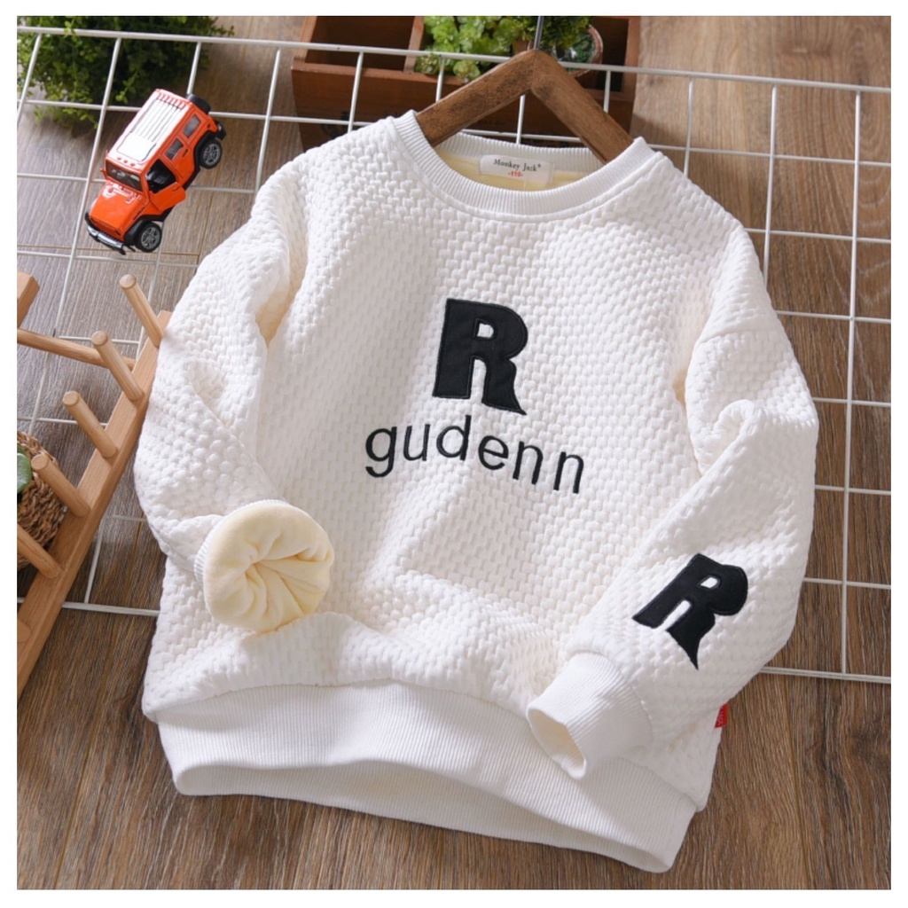 Áo len lông cừu bé trai mùa thu và mùa đông 2030 thêu mới phiên bản hàn quốc của áo len trẻ em one-piece dày dặn của trẻ em