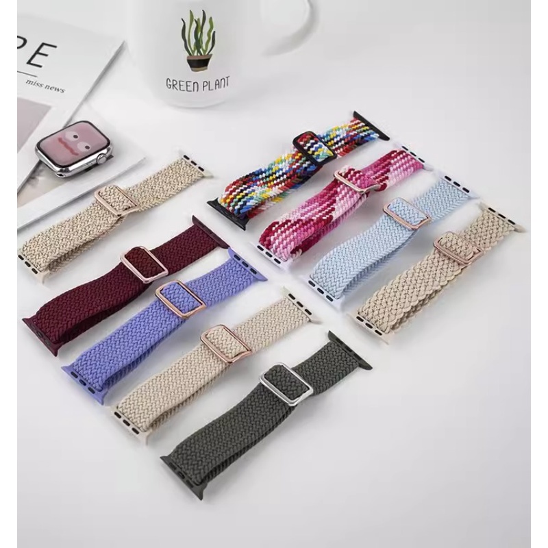 Cnagain braided solo loop cho apple watch 49mm 45mm 41mm 44mm 40mm 42mm 38mm, dây đeo nylon dệt đàn hồi thể thao cho iwatch series 8 7 6 5 4 3 2 1 se phụ kiện đồng hồ siêu thông minh