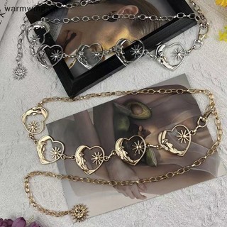 Warmwing harajuku punk moon thắt lưng kim loại phụ nữ cổ điển punk gothic moon sun dây chuyền thắt lưng cao thắt lưng mặt dây chuyền thắt lưng nữ vn