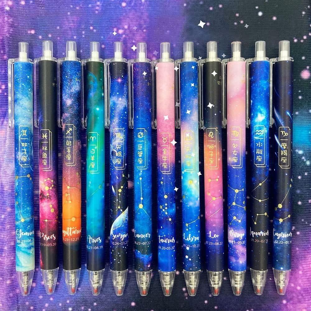 Risedot gel pista, bút bi đen 0,5mm 12 chiếc, đồ dùng văn phòng cung hoàng đạo