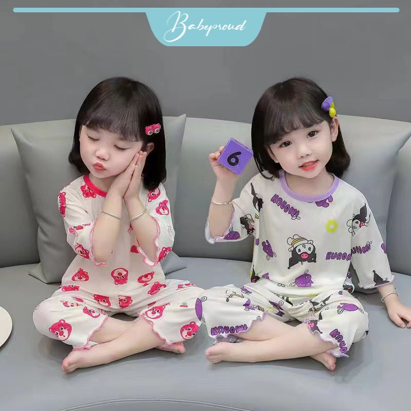 BABEPROUD Bộ đồ ngủ bằng thun lạnh thời trang hè cho bé 2-9 tuổi