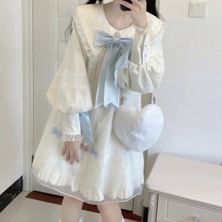 Đầm Công Chúa Tay Dài Dáng Ôm Đính Nơ Dễ Thương Ngọt Ngào Thời Trang Mùa Xuân Cho Bạn Gái