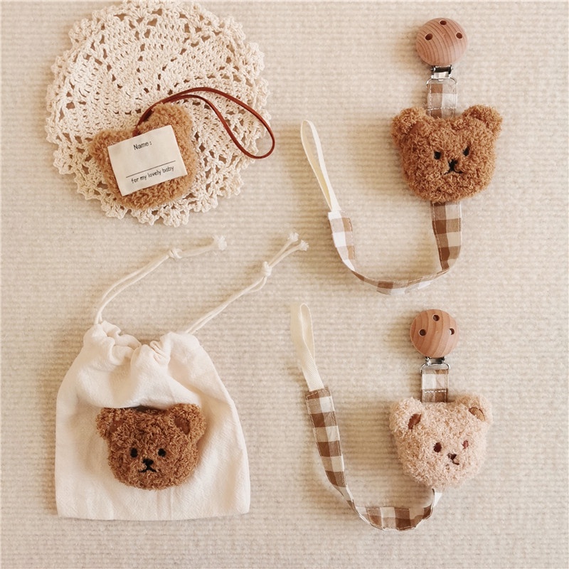 Korea korea bear head baby pacifier clip anti-drop rope baby pacifier chain