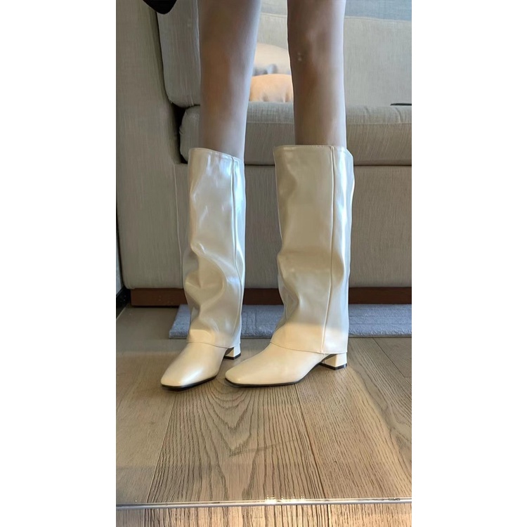 Giày Bốt Cao Gót Mũi Vuông Size Lớn Thời Trang