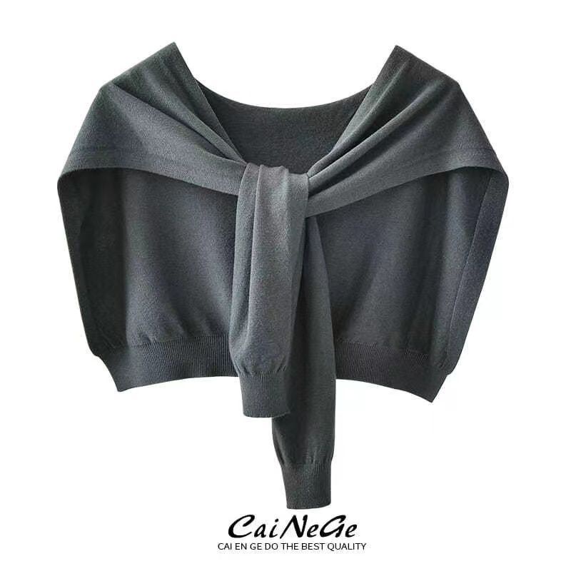 Dệt kim khăn choàng nhỏ phụ nữ mặc bên ngoài mùa thu đông dày yếm vai mặc miếng đệm vai khăn len