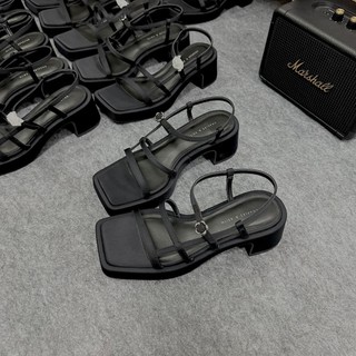 SALE Dép Guốc Sandal cao gót quai hậu nữ CK mũi vuông quai mảnh gót vuông đế cao 5cm Fullbox Ailee
