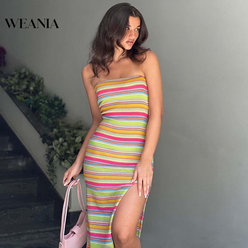 Đầm ống WEANIA xẻ tà nhiều màu thời trang mùa hè cho nữ