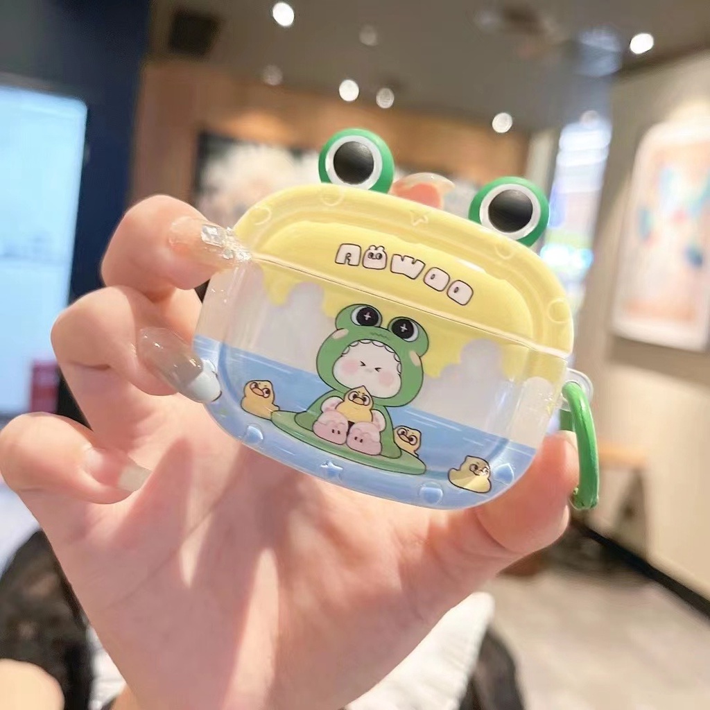 Vỏ Bảo Vệ Hộp Sạc Tai Nghe bluetooth Không Dây airpods 1 / 2 / pro / 3 pro2 Hình Tai Ếch 3d Dễ Thương