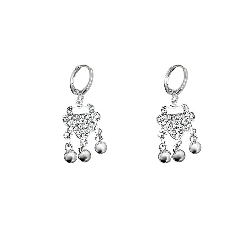 2023 hoa tai bạc phong cách mới cô gái tính khí mùa hè retro khóa an toàn hoa tai mặt dây chuyền