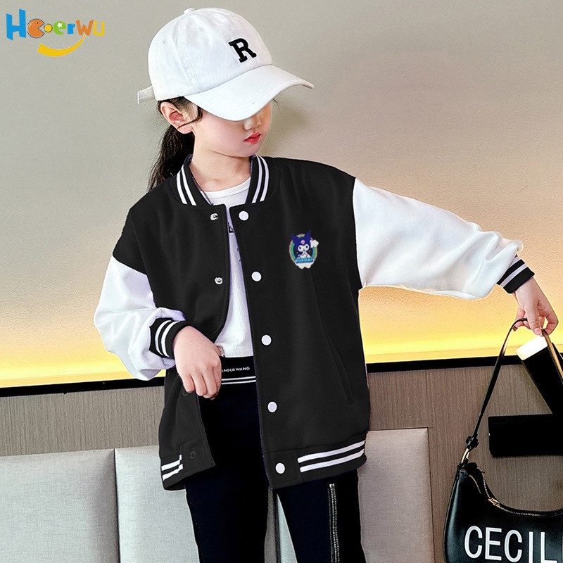 Áo khoác bé gái haoerwu mùa xuân và mùa thu phiên bản mới của hàn quốc thể thao rộng rãi cho trẻ em kulomi vừa và lớn đồng phục bóng chày phong cách nước ngoài