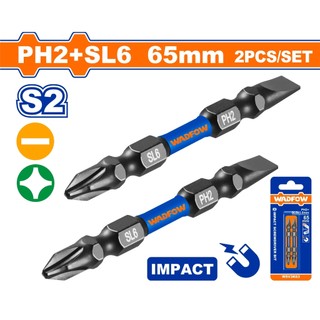 Bộ 2 mũi bắt vít đóng 2 đầu ph2+sl6 65mm wadfow wsv3k63