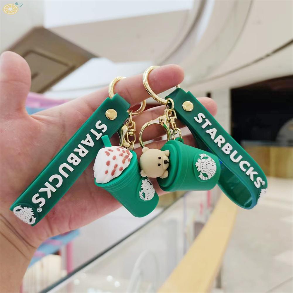 Móc khóa starbucks mặt dây chuyền gấu đáng yêu móc khóa cà phê phi hành gia túi gấu trang trí mặt dây chuyền