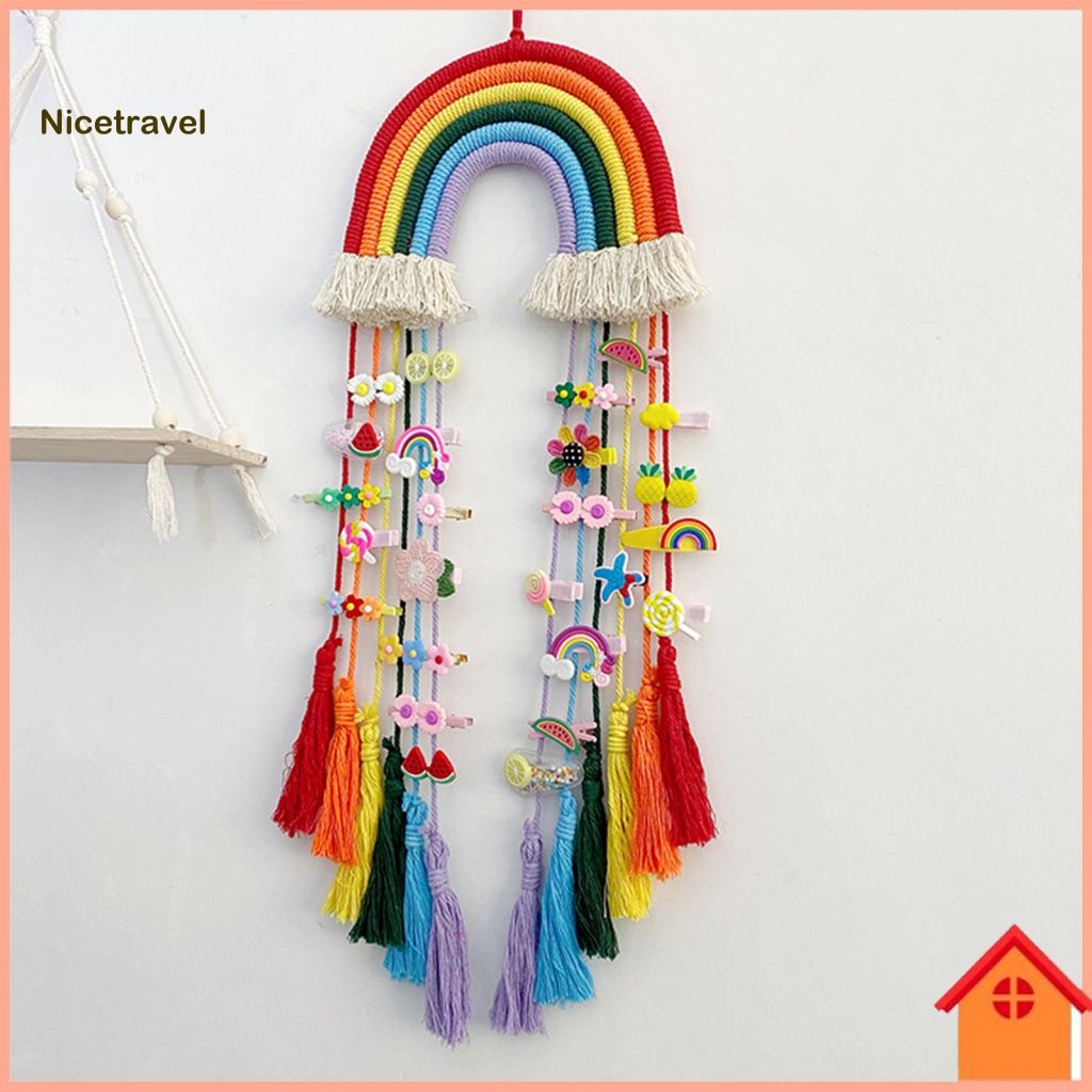 Treo đồ trang trí cho phòng trẻ em trang trí tường cầu vồng cho vườn ươm boho cầu vồng macrame treo tường với tua trang trí nội thất sáng tạo