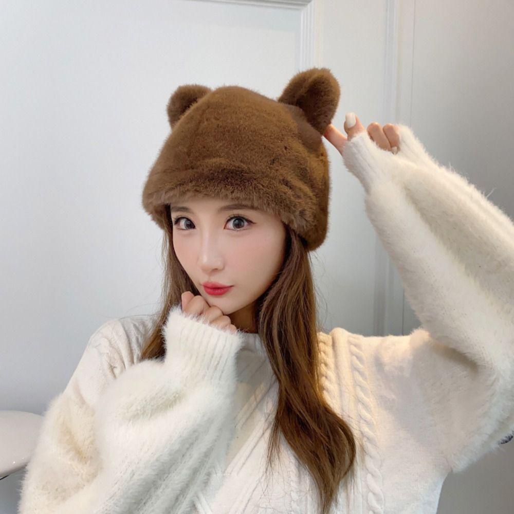 Mũ che tai vải nhung lông tai gấu Thời Trang Mùa Đông Cho Nữ 9Sir hot)