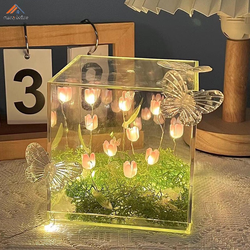 Ins tulip shape night light creative diy table decor pink blue purple photo ptops girl birthday gift nguồn cung cấp