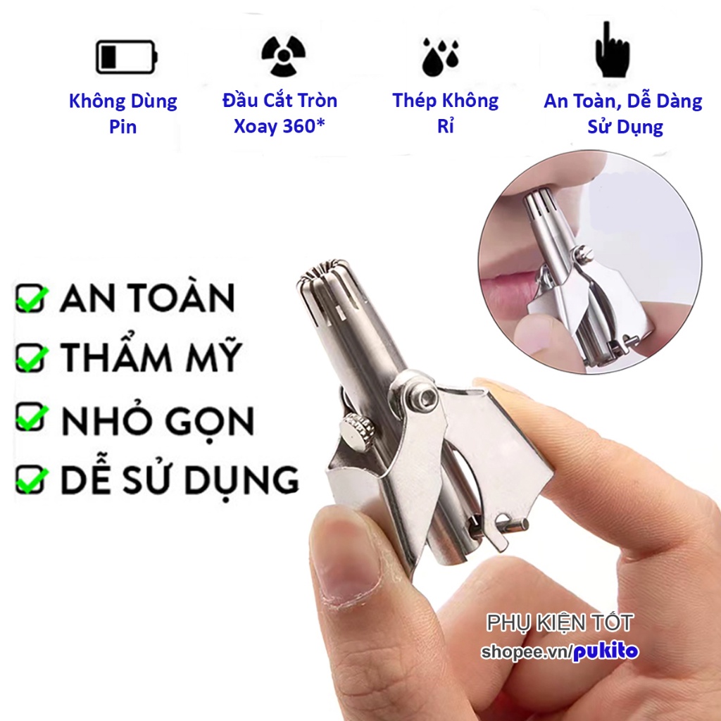 Máy Inox Đâu Tròn Cắt Xoay 360* Tỉa Lông Mũi Bằng Không Gỉ