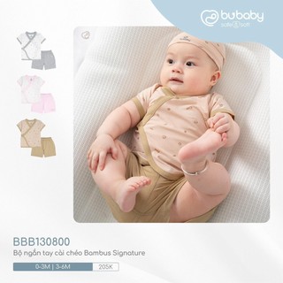 Bu baby - bộ ngắn tay cài chéo bambus signature