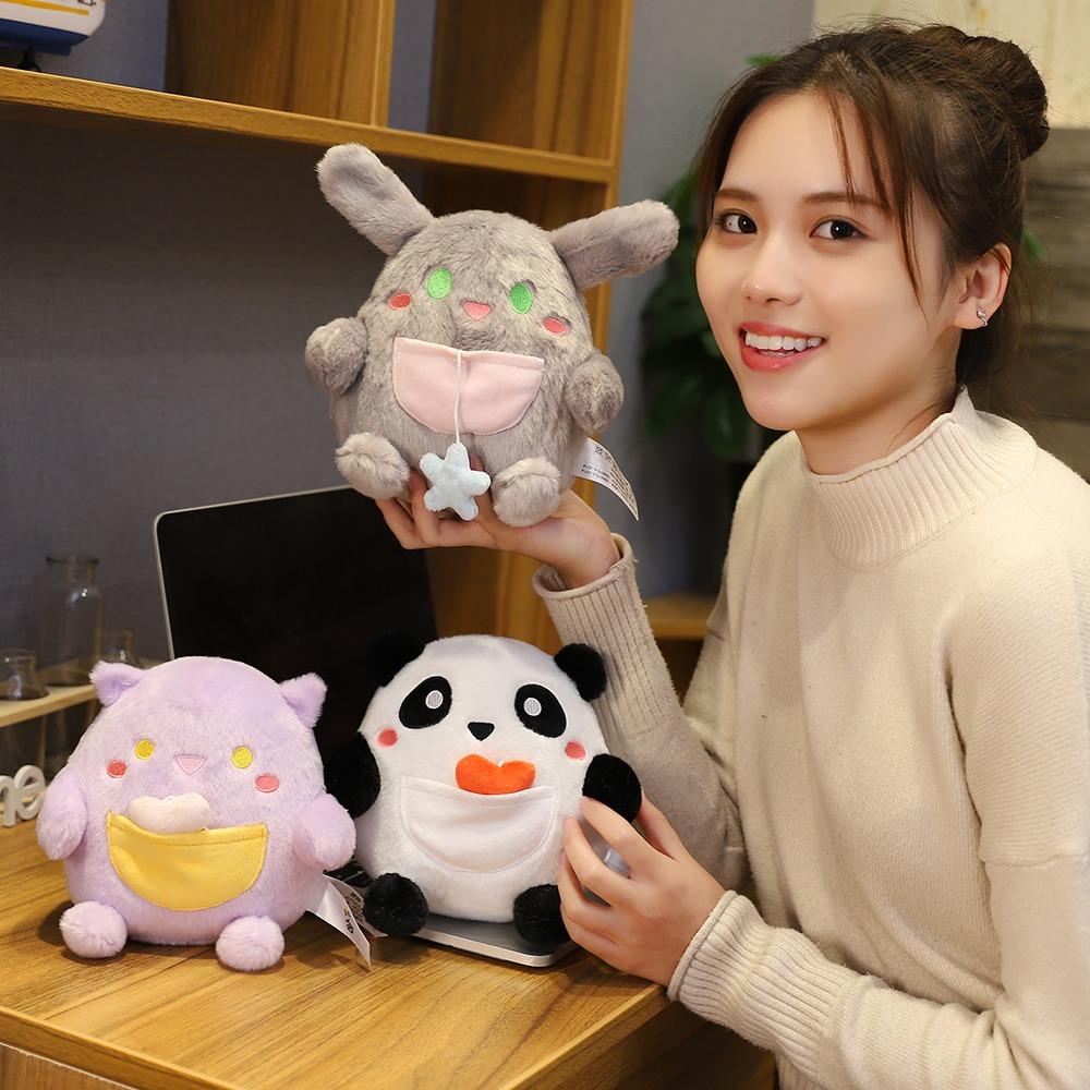 DARNELL Đồ chơi nhồi bông Hình Mèo Đen / Gấu Trúc / Thỏ Xám Dễ Thương Trang Trí Nhà Cửa / Phòng Ngủ