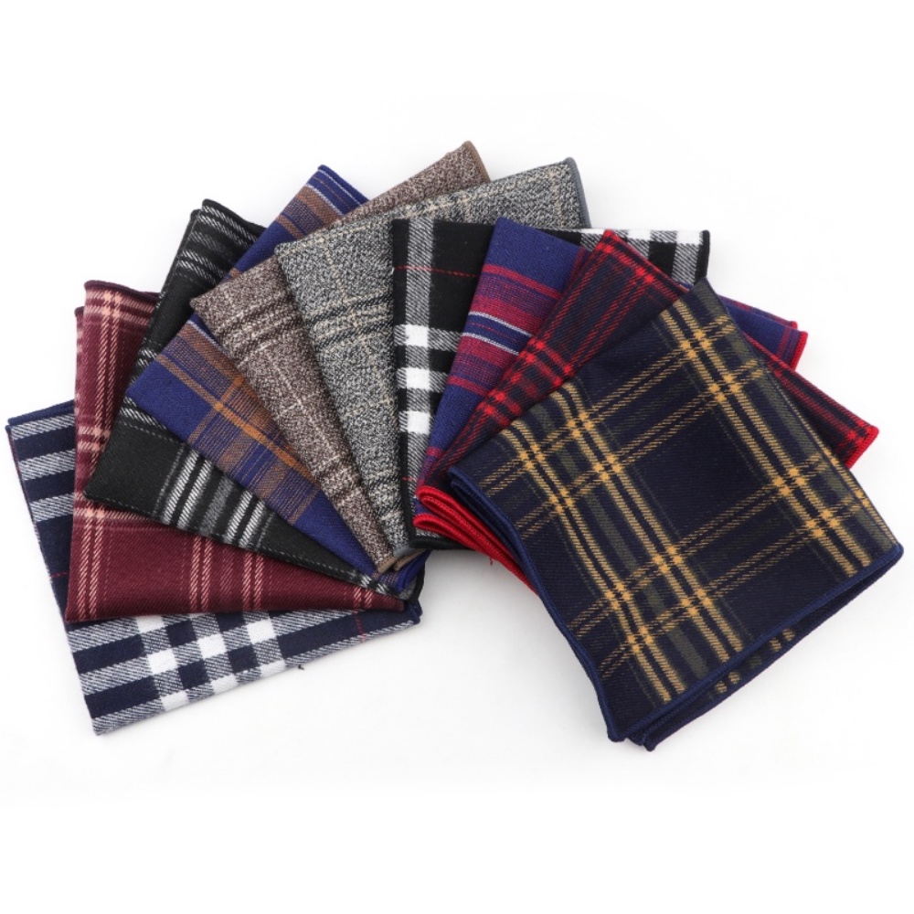 Khăn Tay Cotton Họa Tiết Sọc Vintage Cho Nam