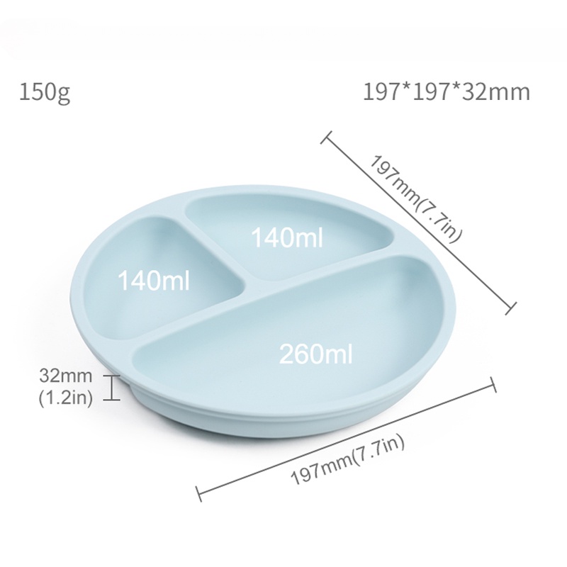 Đĩa Ăn Chia Ngăn Bằng Silicon Hình Mặt Cười Dễ Thương An Toàn Cho Bé