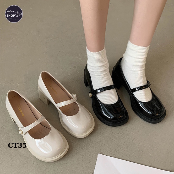 Giày Lolita Búp Bê Cao Gót Nữ Phong Cách Nhật Bản Hot Trend 2023 Marry Jane Đế Cao 6cm - CT35