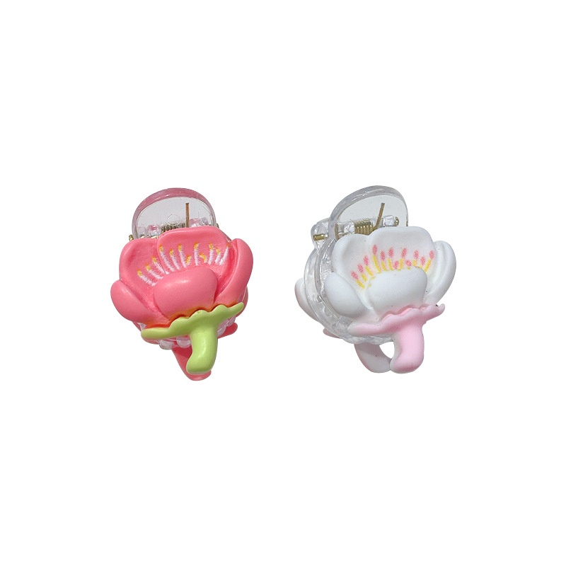 Kẹp Tóc Mini Hình Hoa Tulip / Cá Mập / Hoa Anh Đào Màu Hồng Ngọt Ngào Dễ Thương Cho Nữ