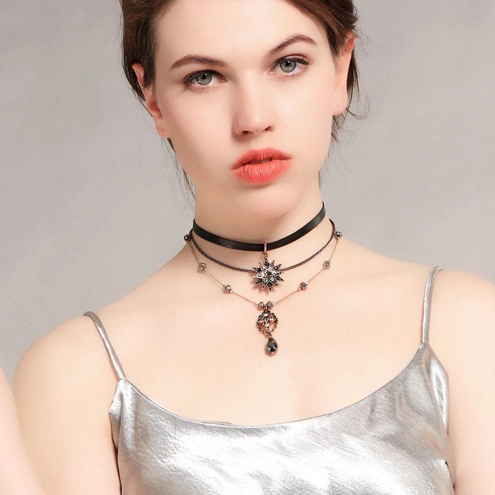 Dây Chuyền Da Mặt Hình Ngôi Sao Hexagram Phong Cách Vintage Dành Cho Nữ|Vòng Cổ Choker Nhiều Lớp Thời Trang Cho Nữ