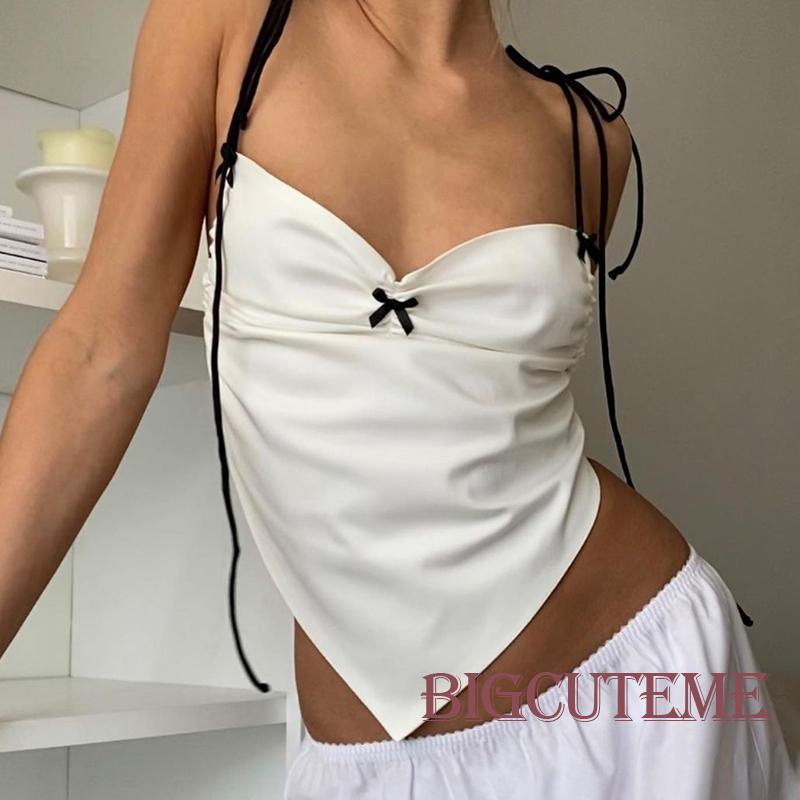 Áo Croptop Hai Dây Hở Lưng Mùa Hè Quyến Rũ Cho Nữ