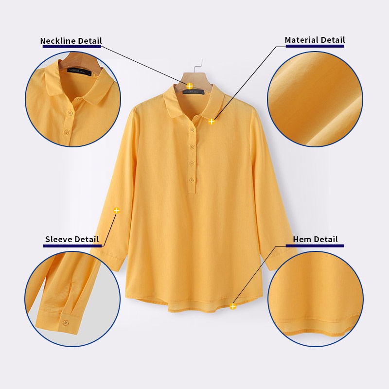 Áo sơ mi nữ ZANZEA dài tay cổ bẻ thời trang đường phố