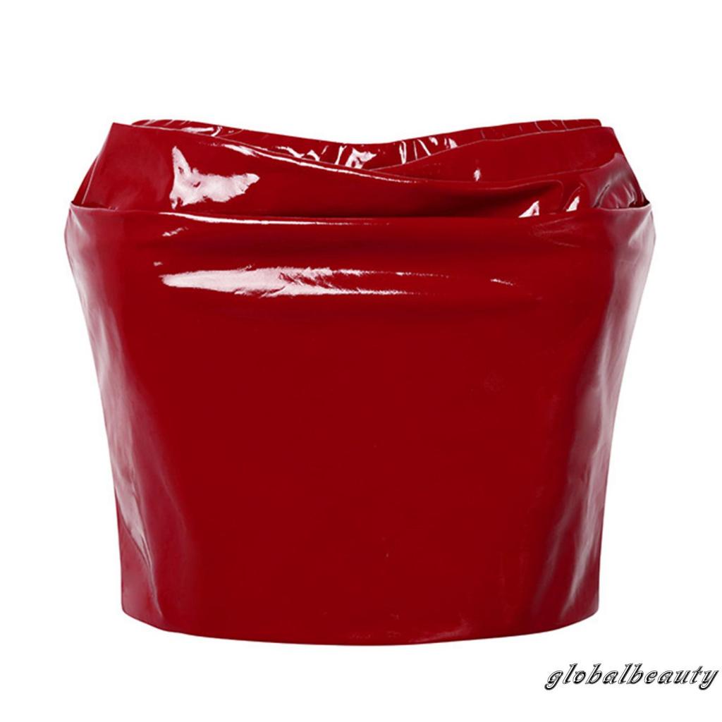 Áo Ống 00GB Bằng Da PU Màu Trơn Không Dây Quấn Ngực Có Khóa Kéo Thời Trang Mùa Hè Cho Nữ