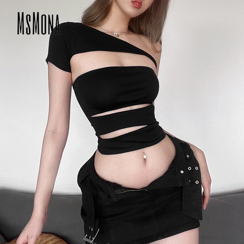 Áo Thun Dáng Ôm Màu Trơn Thời Trang 2023 Cho Nữ