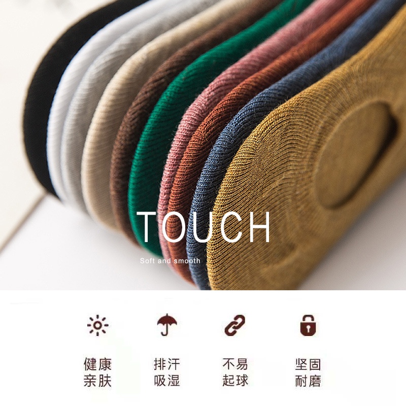 Set 5 Đôi Vớ Cotton Màu Sắc Kẹo Ngọt Phong Cách Hàn Quốc Dành Cho Nữ