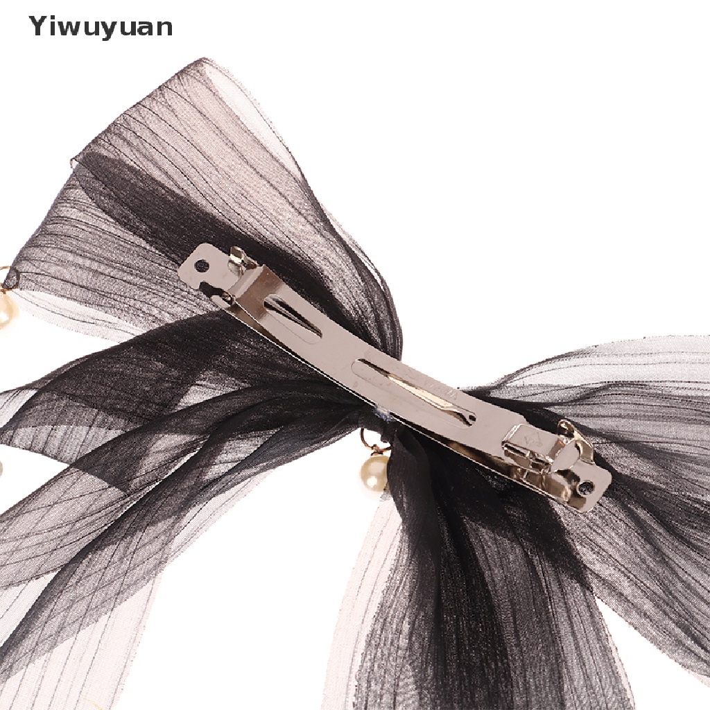 < Yiwuyuan > Kẹp Tóc Thắt Nơ Lưới Trắng Đen Mới Cho Nữ Giới Giảm Giá